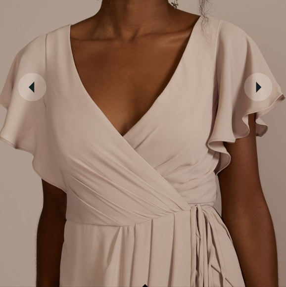 DB STUDIO green flutter sleeve georgette wrap bridesmaid dress formal size 16 - Picture 7 of 8